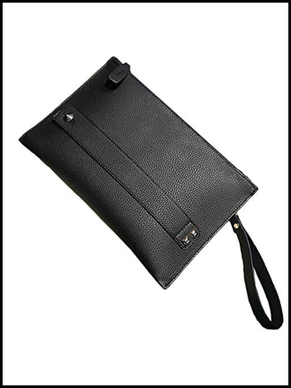 Envelope Clutch Bag PU Leather Women Large Evening Purse Wrist Strap